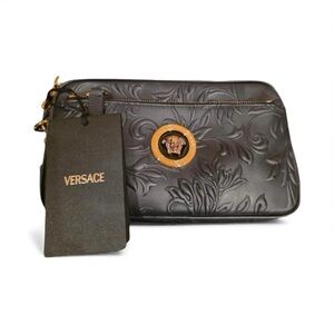 Versace Black Embossed 3 Way Bag